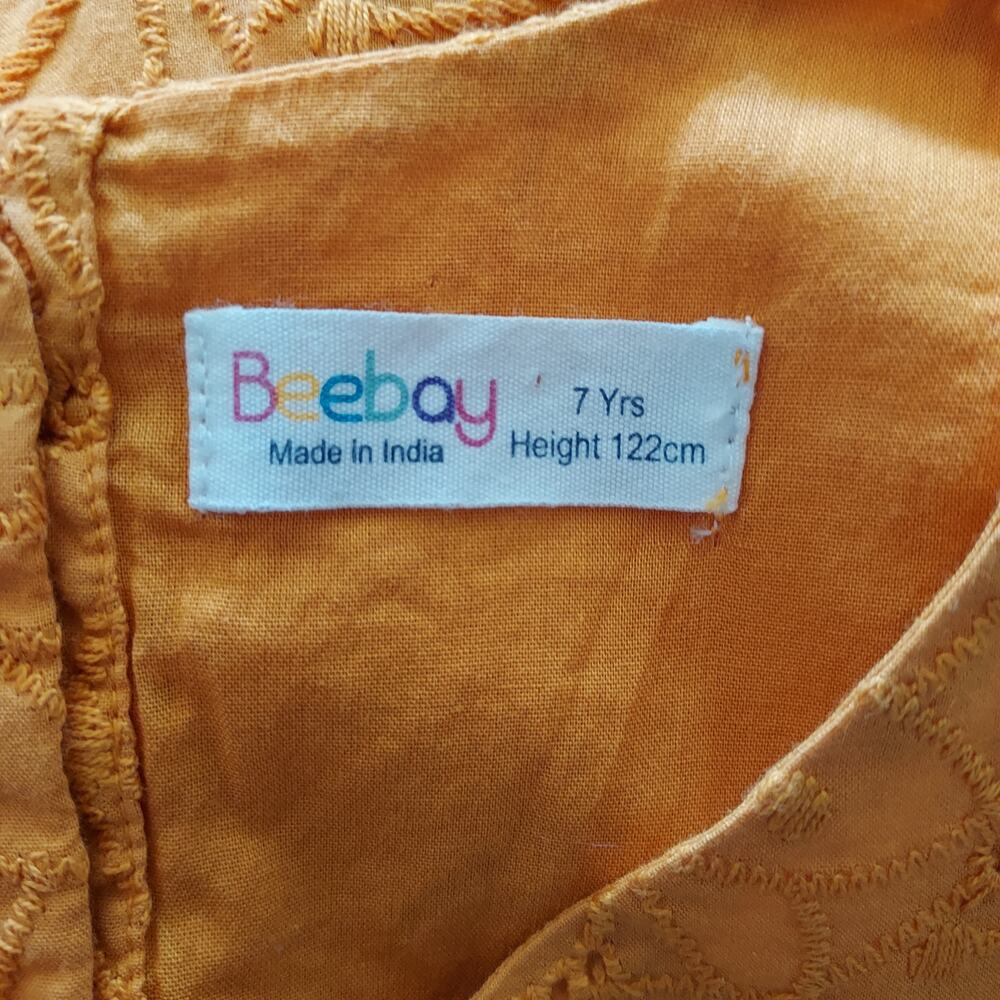 BeeBay Mustard Yellow Eyelet Dress Size 7 - Picture 6 of 8
